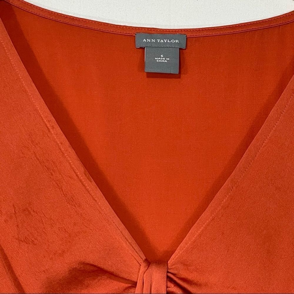 Ann Taylor Brunt Orange Knot Neckline Tank Top - Picture 11 of 11